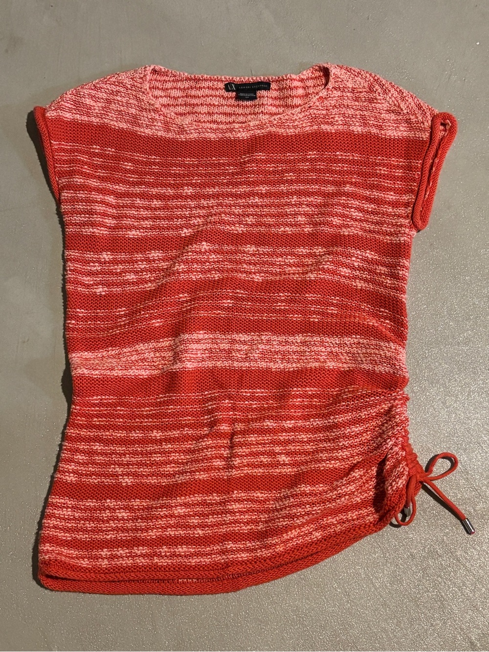 Armani Exchange Coral and Light Pink Marled Knit Top